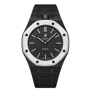 علبة وسير من البيوسيراميك الأسود مركّبة على ساعة Royal Oak x Swatch – Artisan Watch Co.