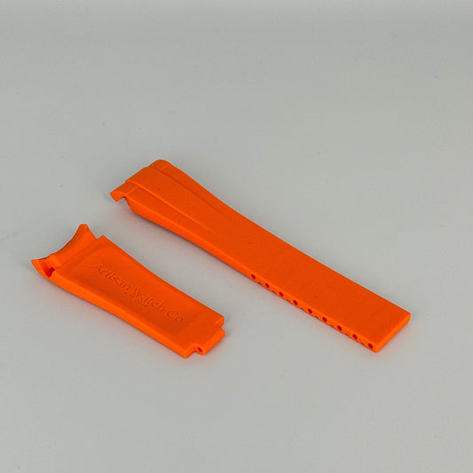Orange rubber watch strap with deployable buckle – Artisan Watch Co.