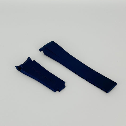 Navy Blue rubber watch strap with deployable buckle – Artisan Watch Co.