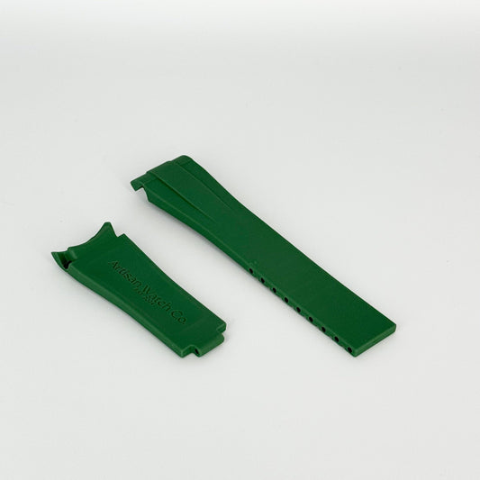 Green rubber watch strap with deployable buckle – Artisan Watch Co.