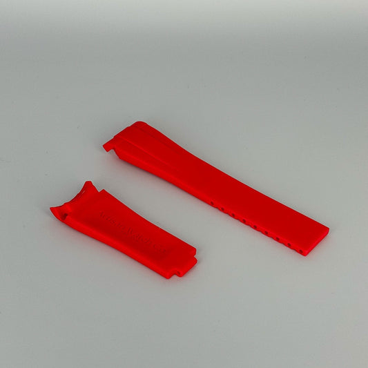 Red rubber watch strap with deployable buckle – Artisan Watch Co.