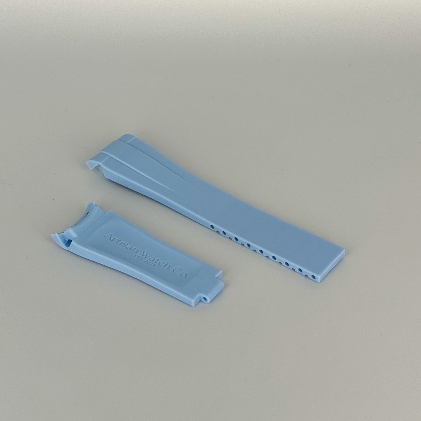 Sky Blue Rubber Strap Deployable Buckle