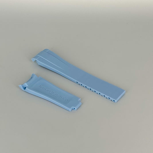 Sky Blue rubber watch strap with deployable buckle – Artisan Watch Co.