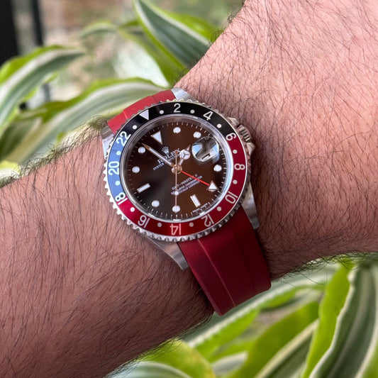 Dark Red rubber watch strap, alternate view – Artisan Watch Co.