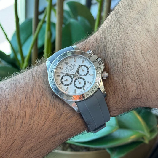 Grey rubber watch strap, alternate view – Artisan Watch Co.