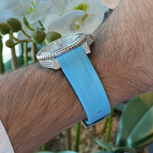 Sky Blue rubber watch strap, alternate view – Artisan Watch Co.