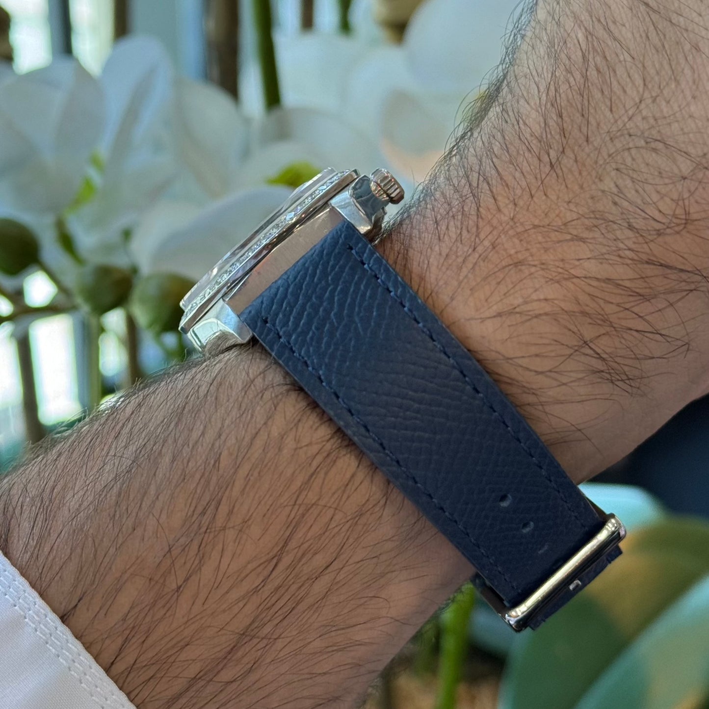 Navy Blue Saffiano Leather Strap