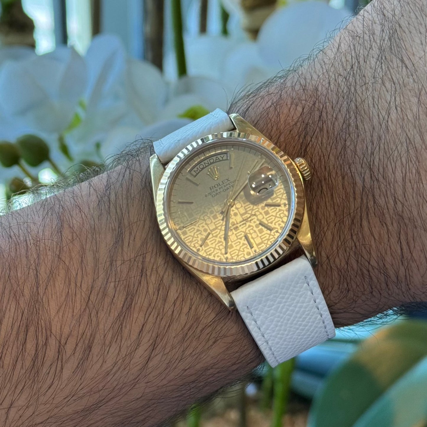 White Saffiano Leather Strap
