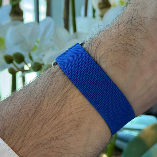 Dark Blue elastic loop watch strap, alternate view – Artisan Watch Co.