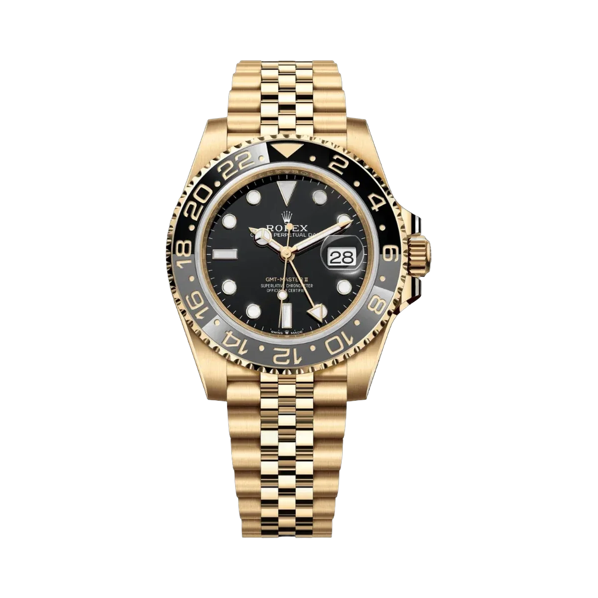 Rolex GMT-Master II 126718GRNR, black and green Cerachrom bezel, yellow gold — genuine full set – Artisan Watch Co.