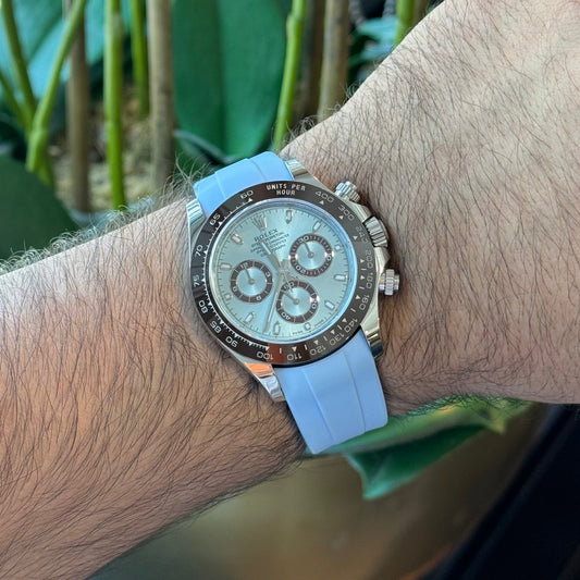 Light Blue deployant rubber watch strap – Artisan Watch Co.
