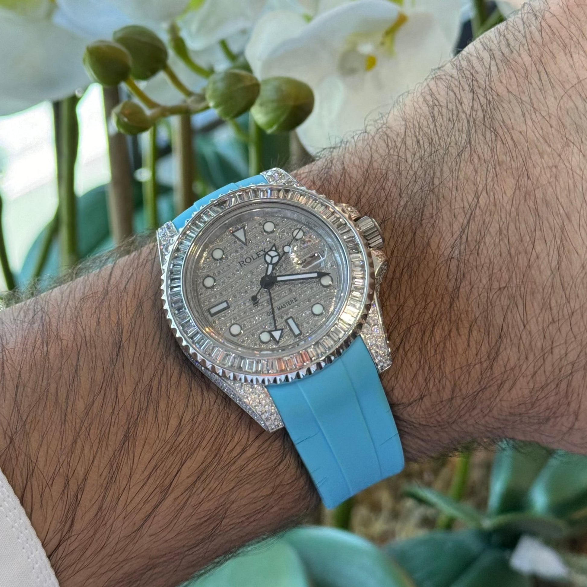 Sky Blue deployant rubber watch strap – Artisan Watch Co.
