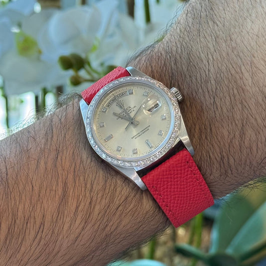 Red Saffiano leather watch strap – Artisan Watch Co.