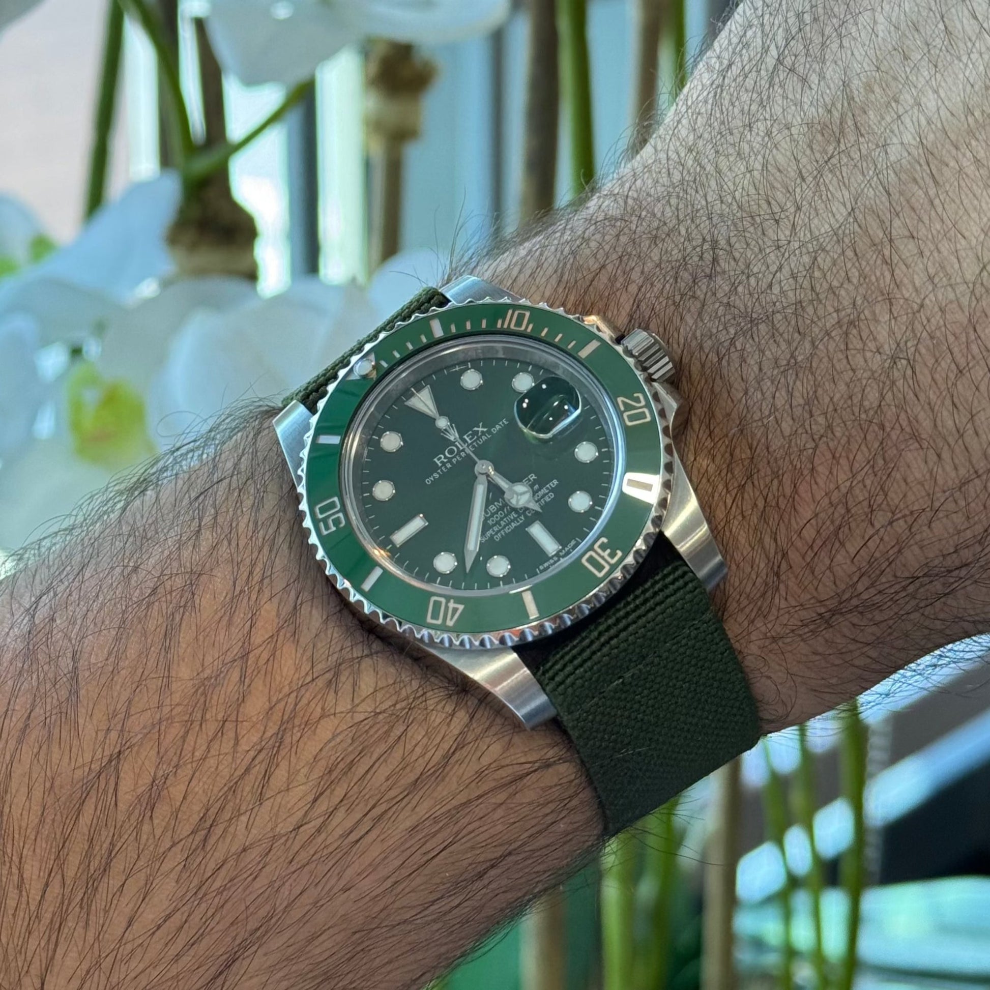 Dark Green elastic watch strap – Artisan Watch Co.