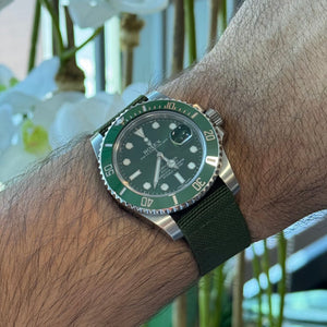 Dark Green elastic watch strap – Artisan Watch Co.