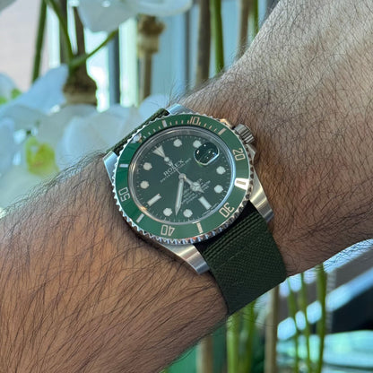 Dark Green elastic watch strap – Artisan Watch Co.