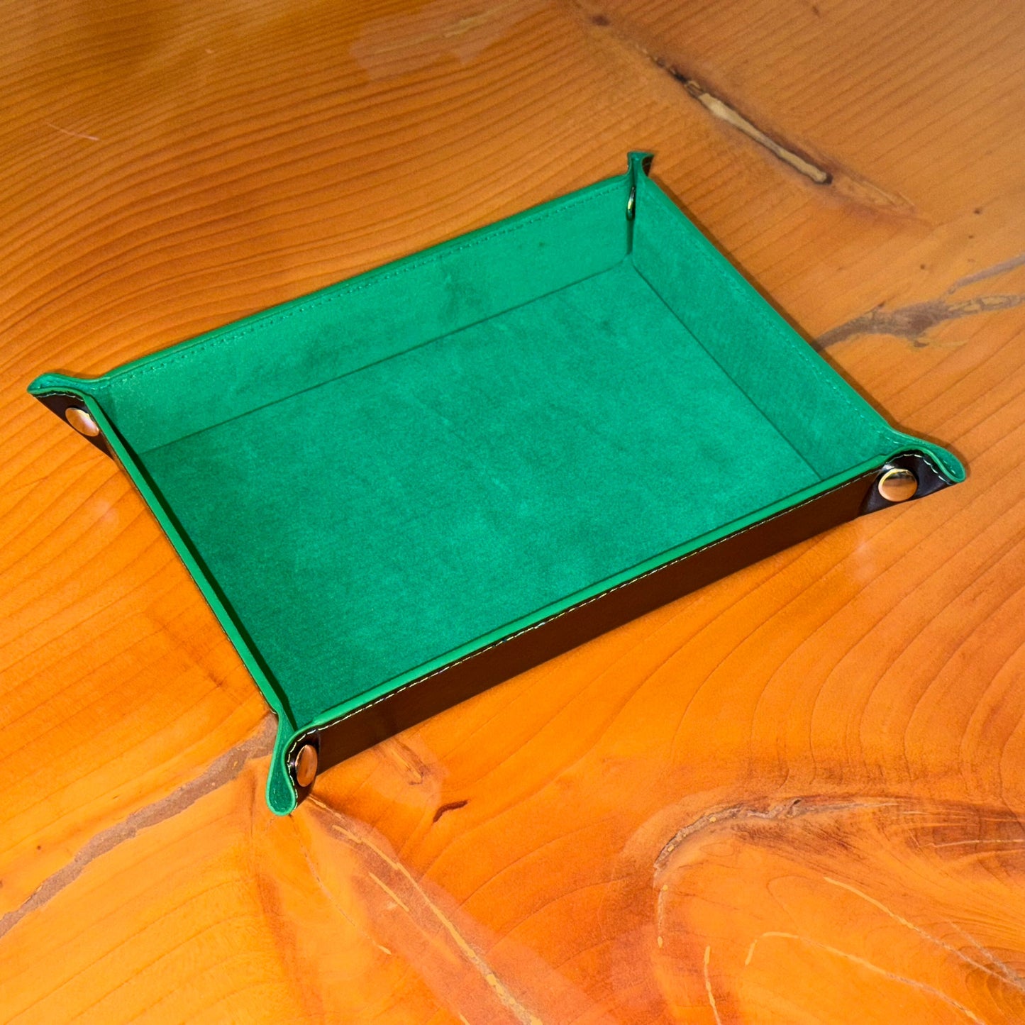 Green leather valet tray – Artisan Watch Co.