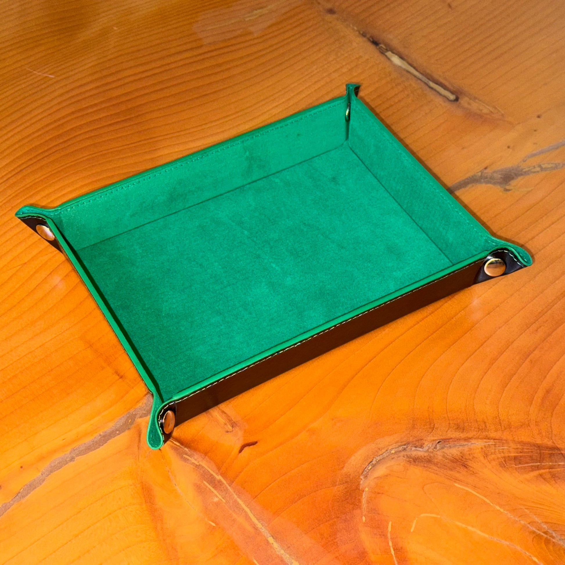 Green leather valet tray – Artisan Watch Co.