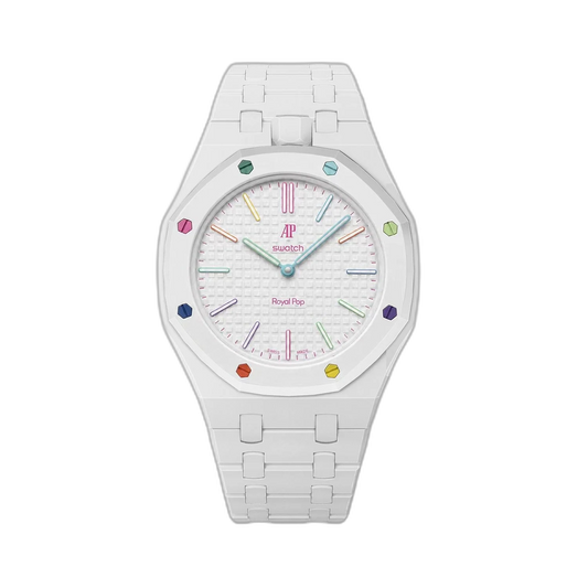 White Bioceramic Case & Strap for Royal Oak x Swatch