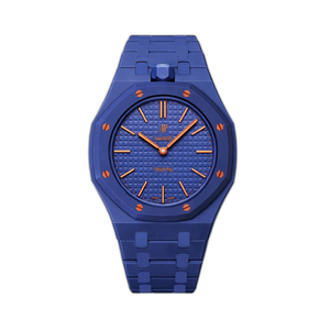 علبة وسير من البيوسيراميك الأزرق مركّبة على ساعة Royal Oak x Swatch – Artisan Watch Co.