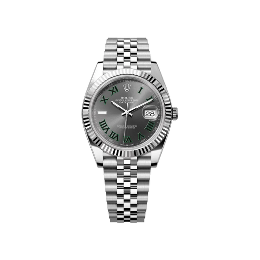 Rolex Datejust 41 Wimbledon, slate grey Roman dial with fluted bezel — genuine full set – Artisan Watch Co.